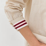 STRIPED BUTTON DOWN W/SLEEVE DETAIL