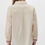 STRIPED BUTTON DOWN W/SLEEVE DETAIL