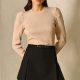PUFF SLEEVE KNIT RIBBED TOP (additional colors)