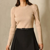 PUFF SLEEVE KNIT RIBBED TOP (additional colors)