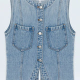 GIA FITTED COLLARLESS VEST