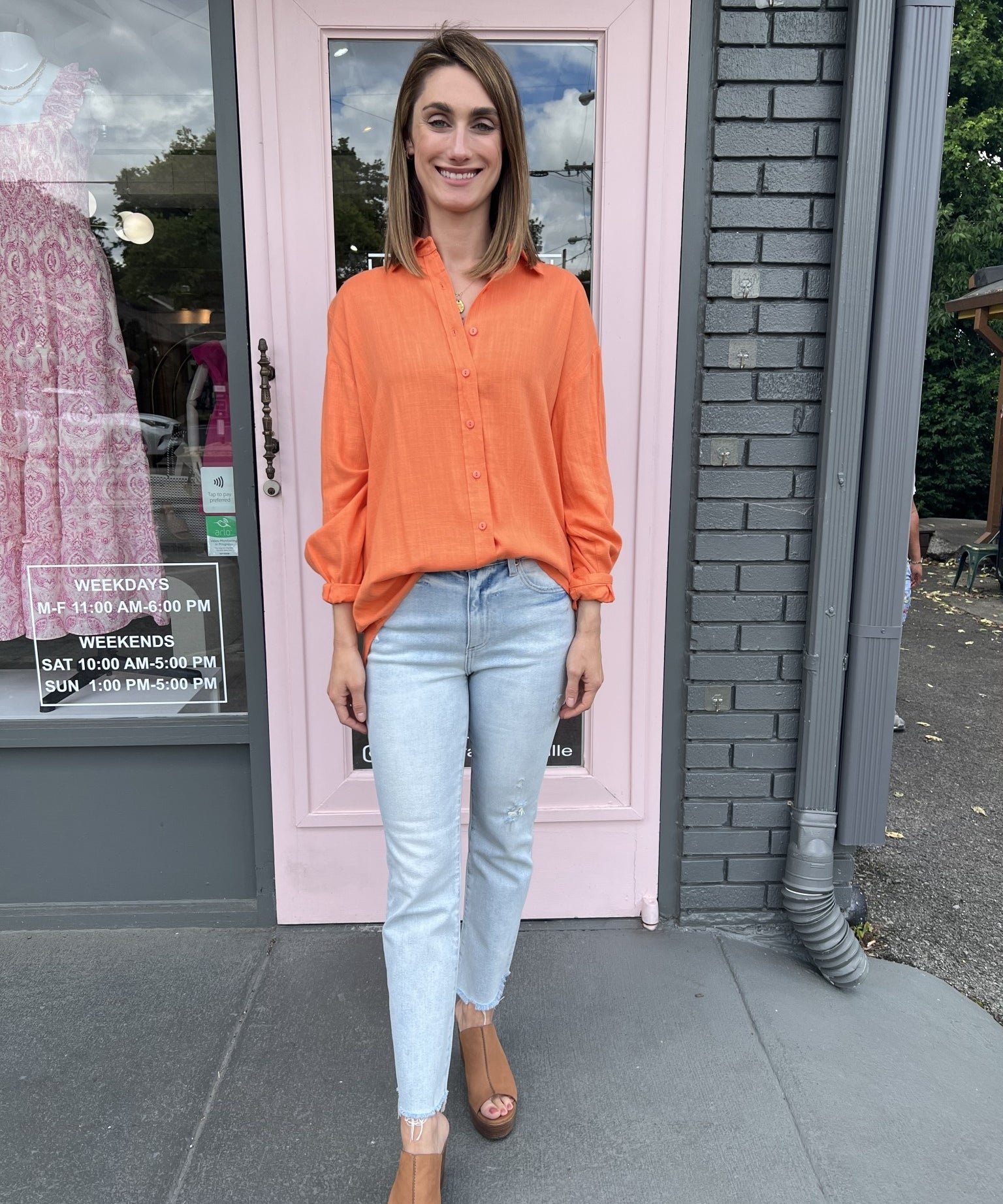 LINEN BUTTON DOWN TOP