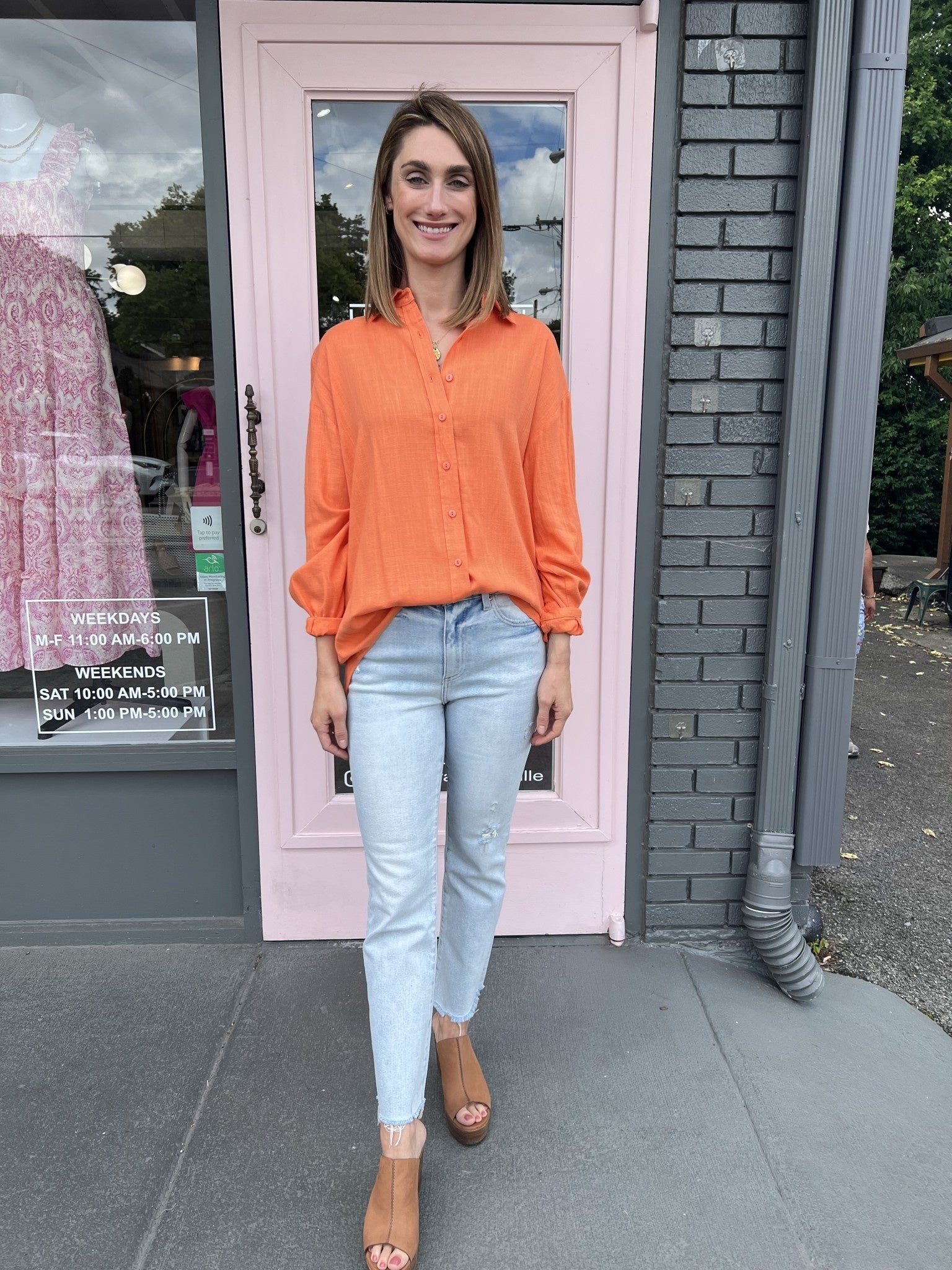 LINEN BUTTON DOWN TOP