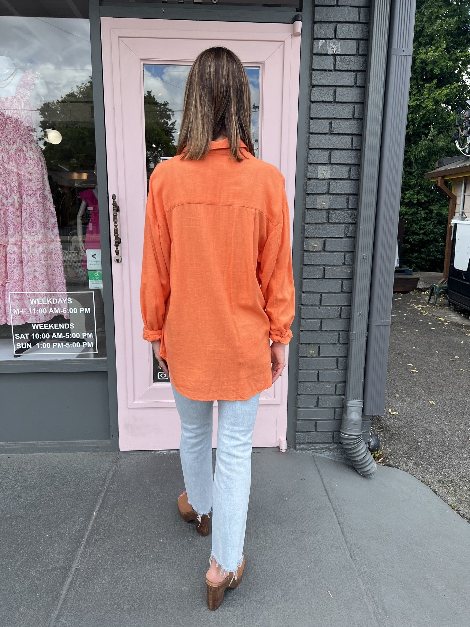 LINEN BUTTON DOWN TOP