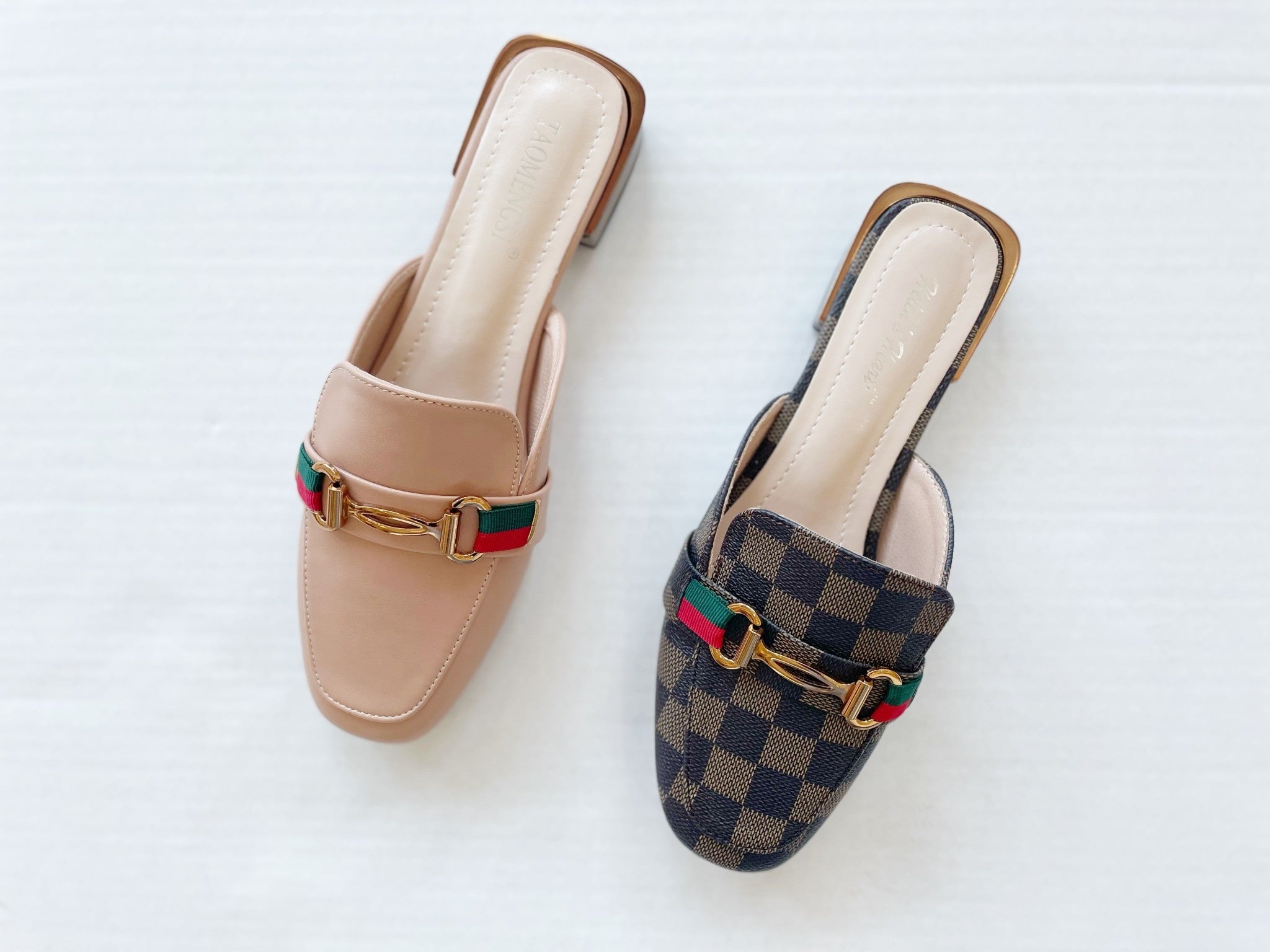 CHECKED MULE GG LOAFERS