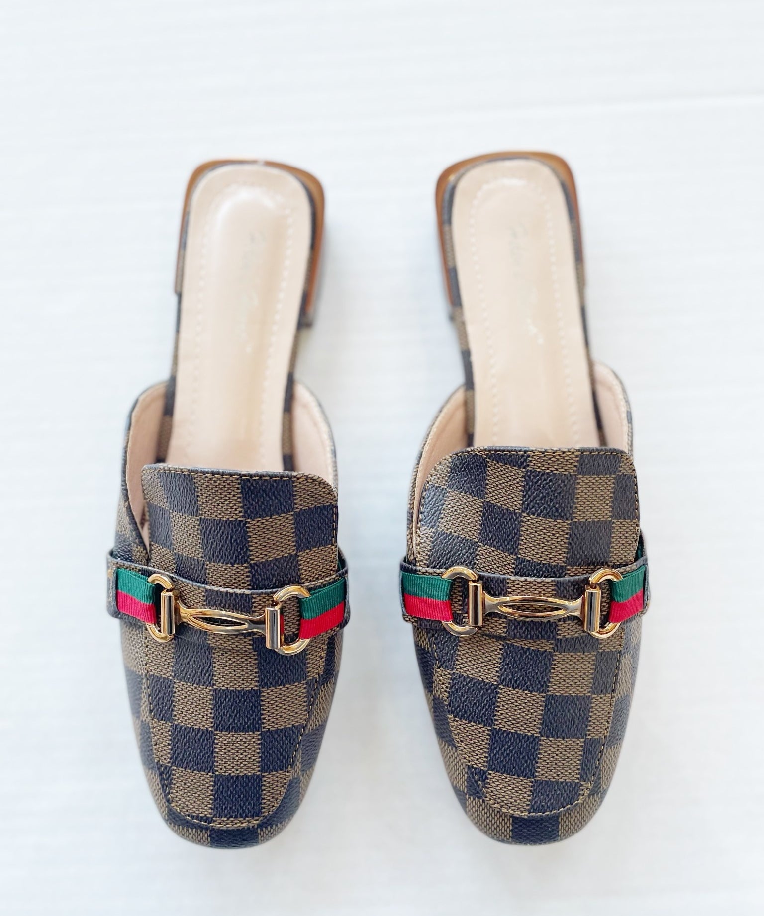 CHECKED MULE GG LOAFERS