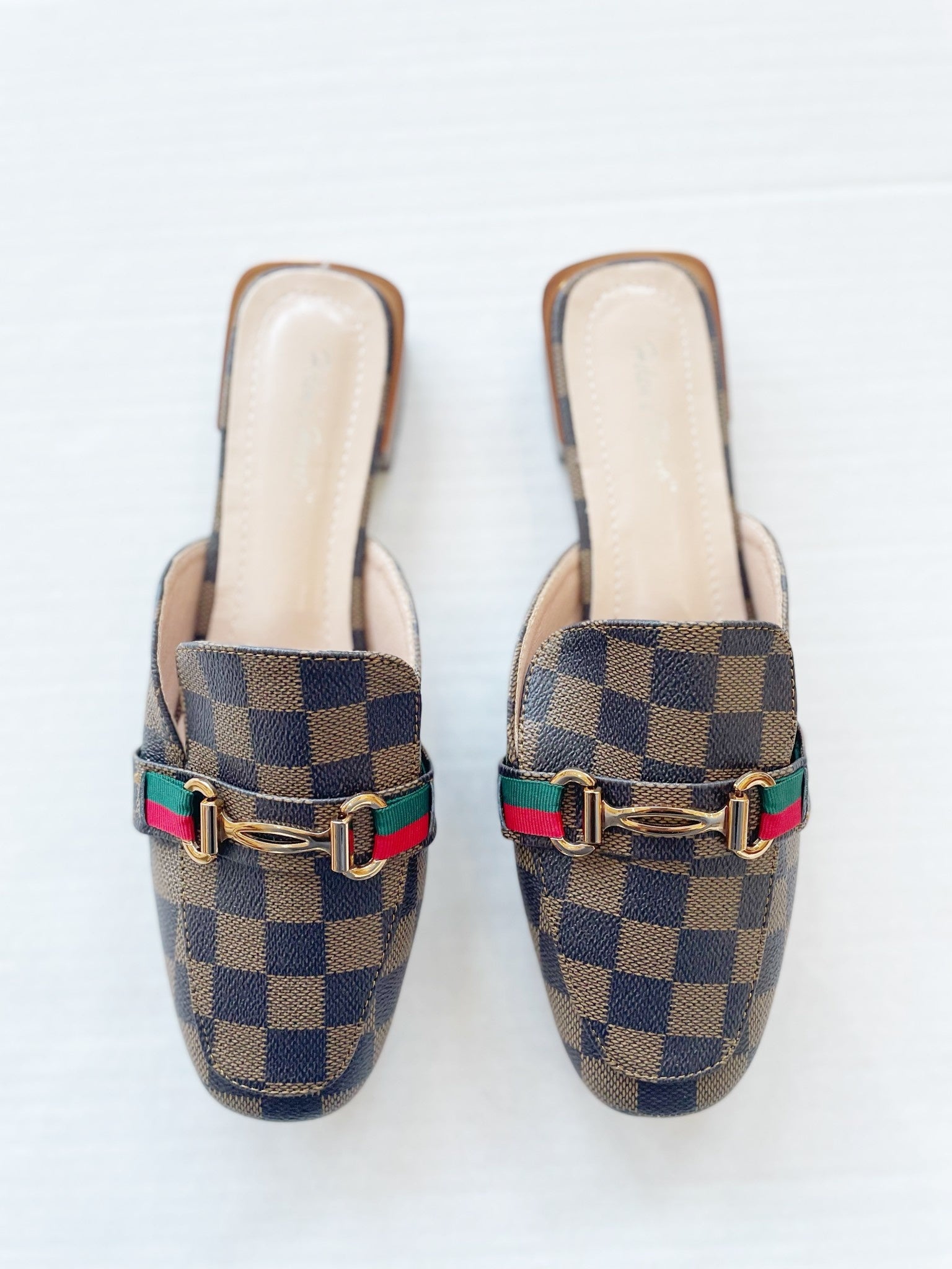CHECKED MULE GG LOAFERS