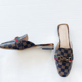 CHECKED MULE GG LOAFERS