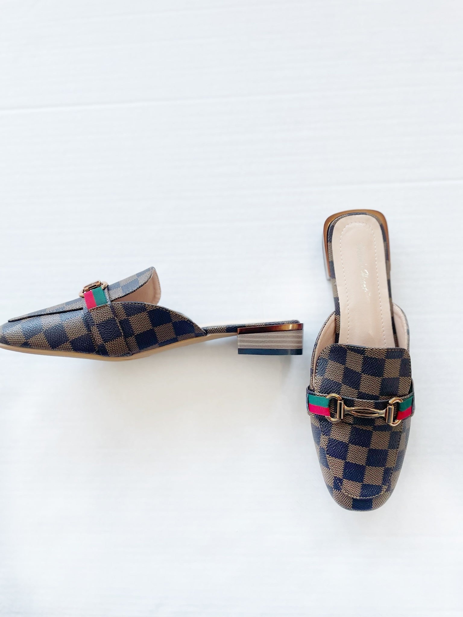 CHECKED MULE GG LOAFERS