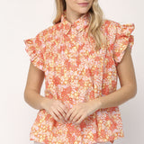 FLORAL FLUTTER SLV TOP