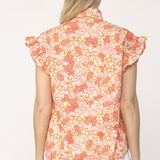 FLORAL FLUTTER SLV TOP