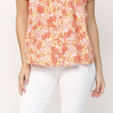 FLORAL FLUTTER SLV TOP