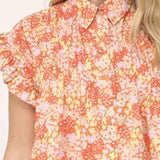 FLORAL FLUTTER SLV TOP