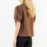 Soft Suede VNeck Top Brown