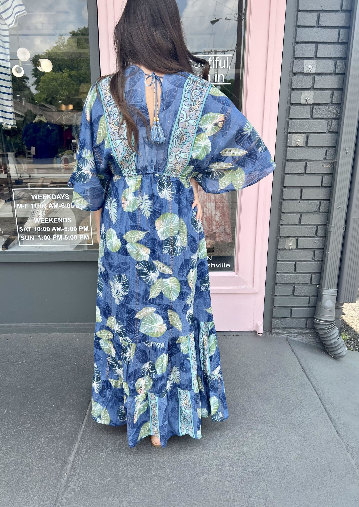 MARIE LUREX LEAF MAXI DRESS