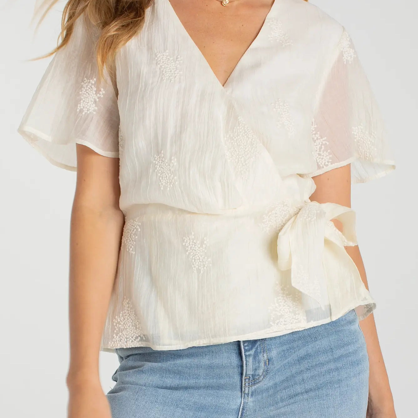 SSLV WRAP BLOUSE
