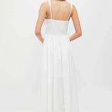 V VECK PLEATED MIDI DRESS