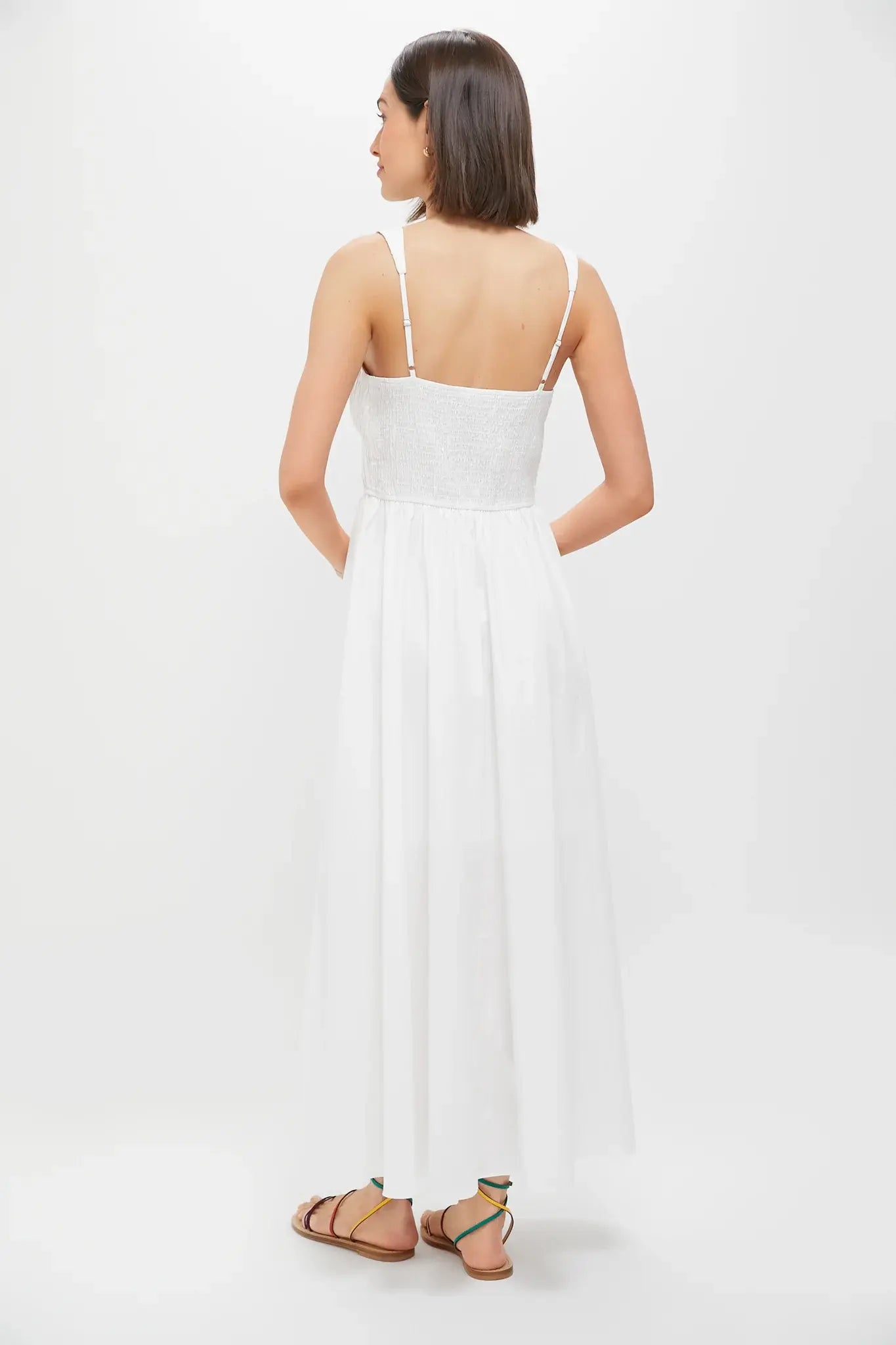 V VECK PLEATED MIDI DRESS