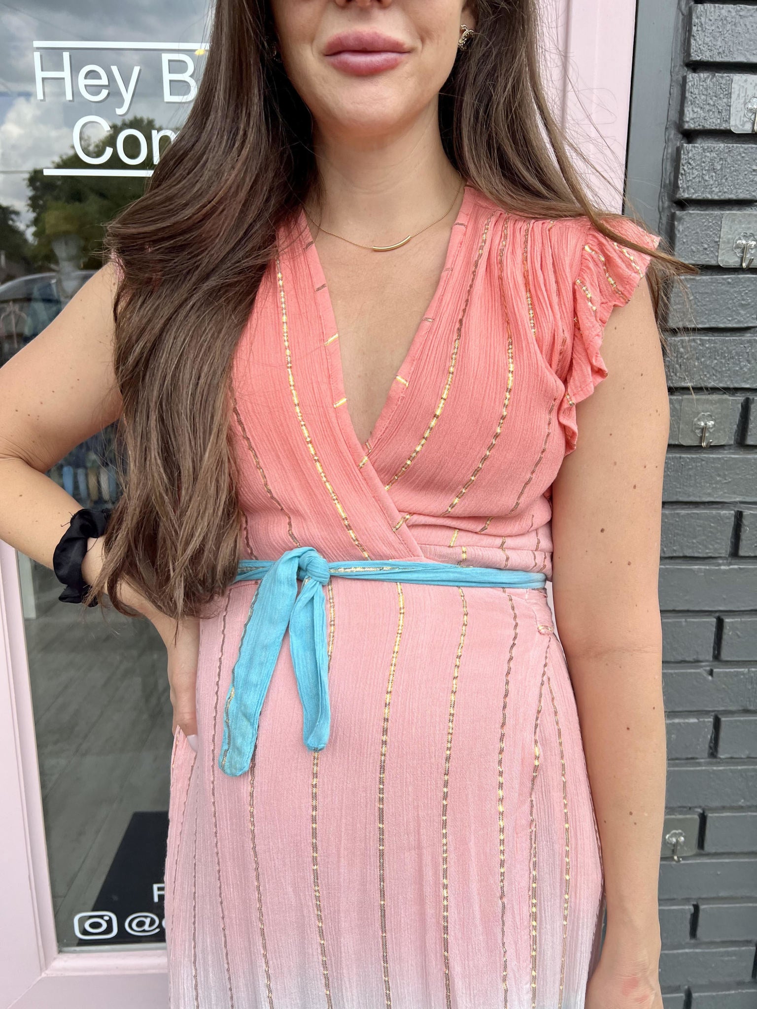 LUREX WRAP MIDI DRESS