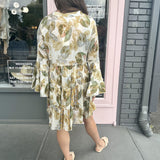 MARGO LEAF LSLEEVE MINI DRESS