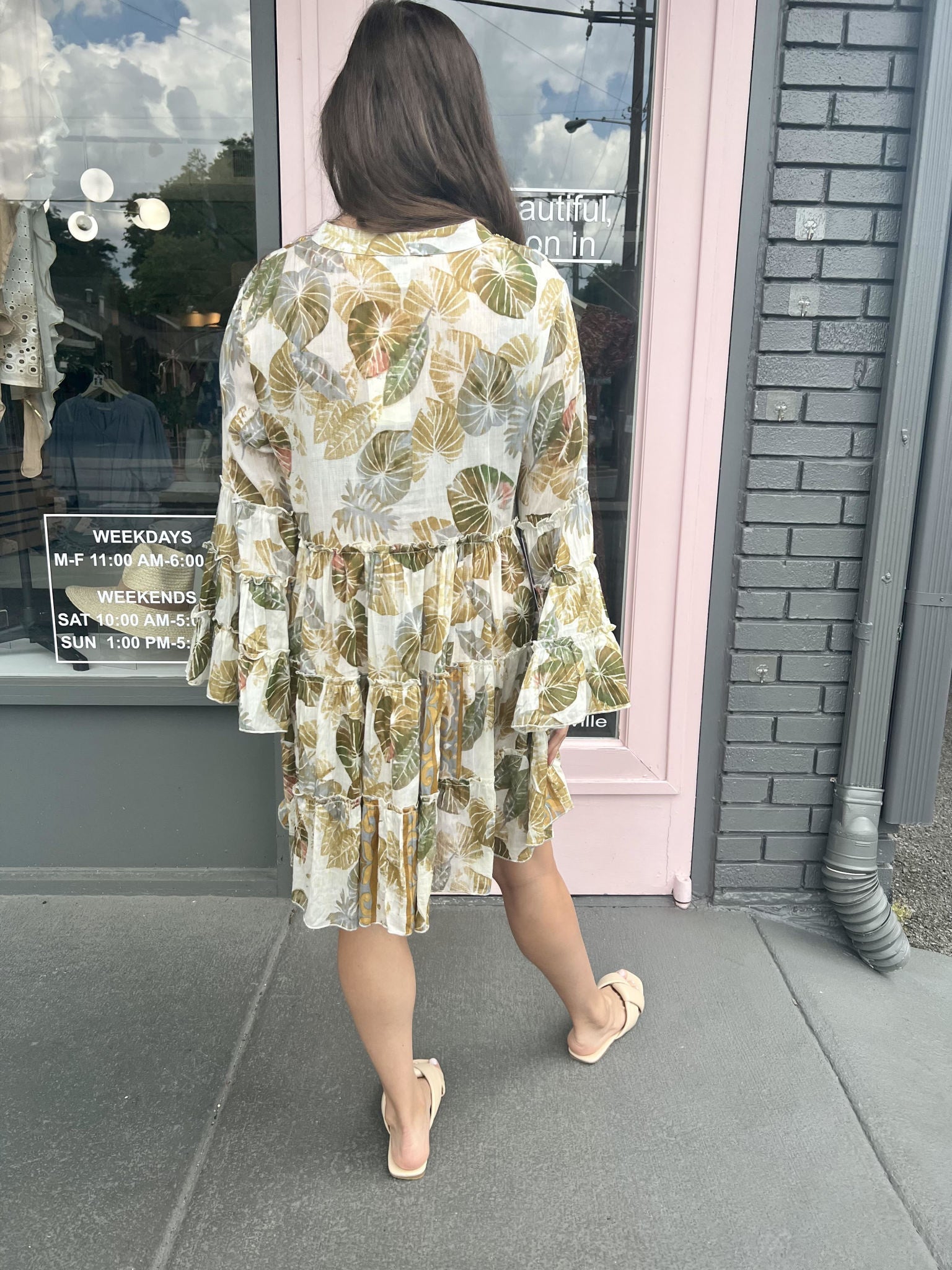 MARGO LEAF LSLEEVE MINI DRESS
