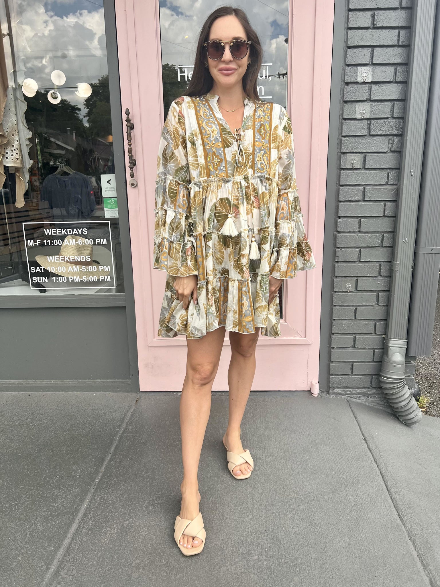 MARGO LEAF LSLEEVE MINI DRESS