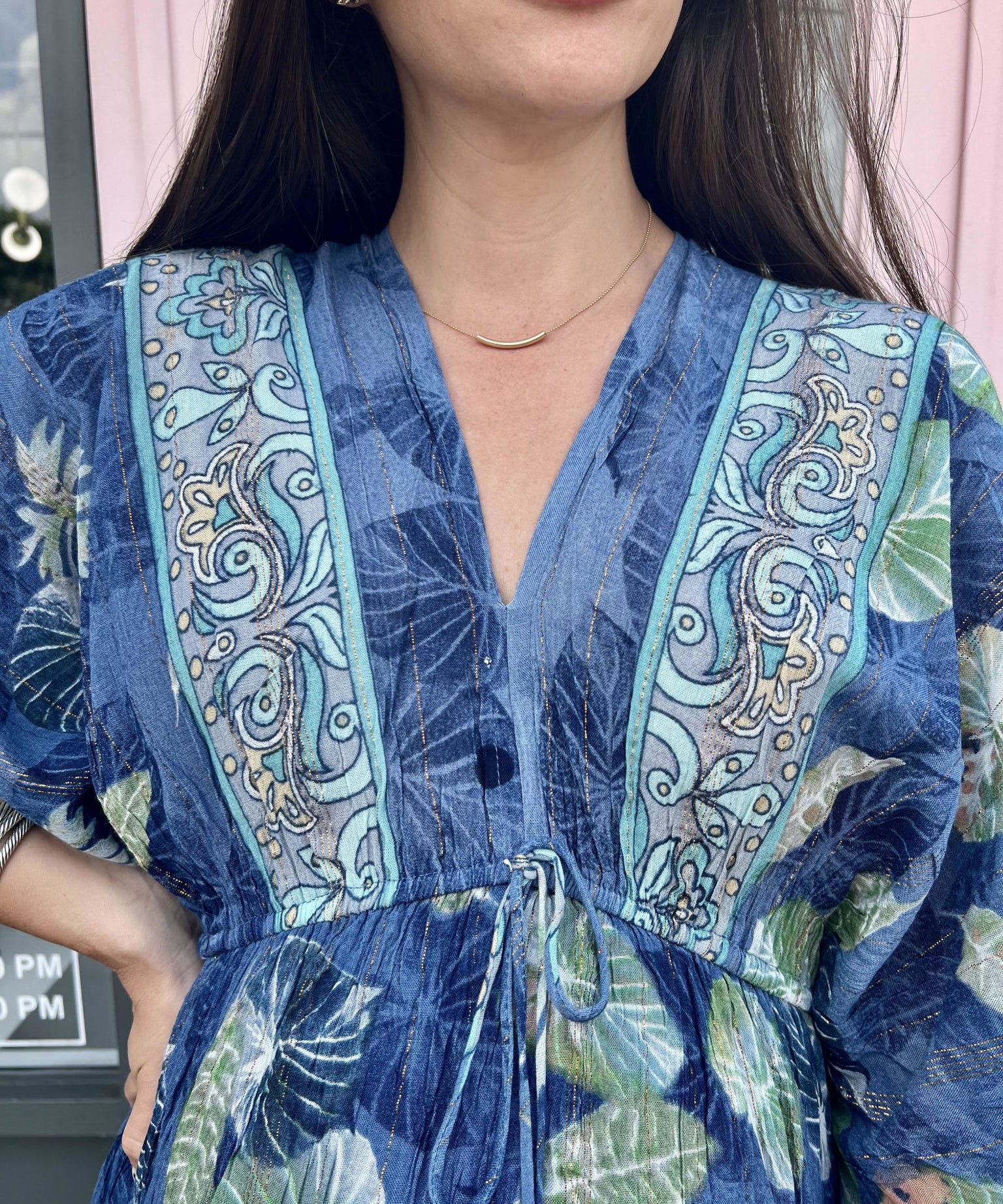 MARIE LUREX LEAF MAXI DRESS