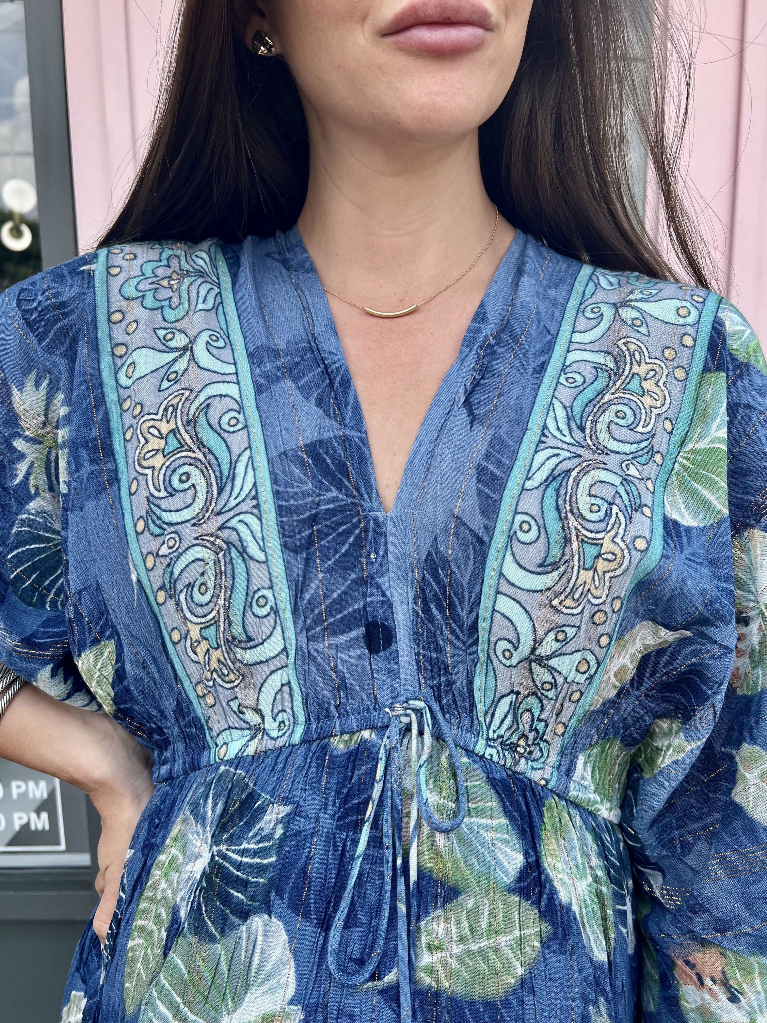 MARIE LUREX LEAF MAXI DRESS