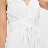 V VECK PLEATED MIDI DRESS