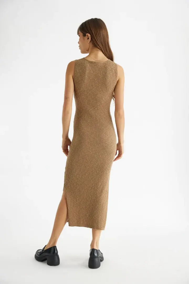 RIBBED TIE FRONT DRESS