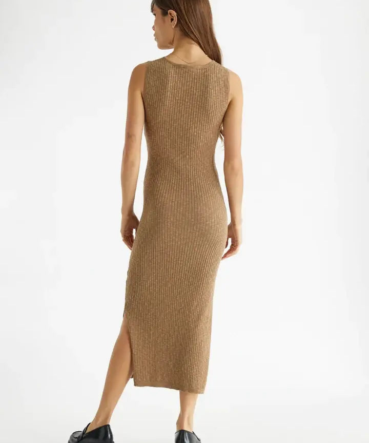 RIBBED TIE FRONT DRESS