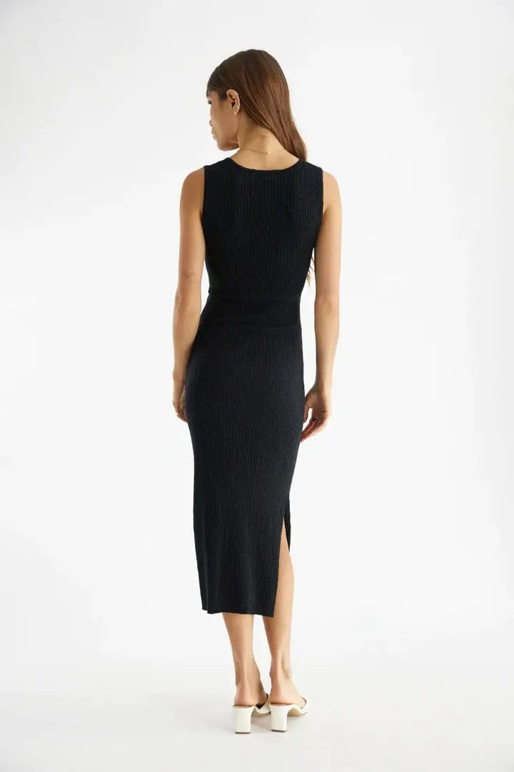 RIBBED TIE FRONT DRESS
