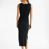 RIBBED TIE FRONT DRESS