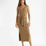 RIBBED TIE FRONT DRESS