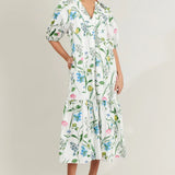 GARDEN FLORAL TIERED MIDI W/BELT