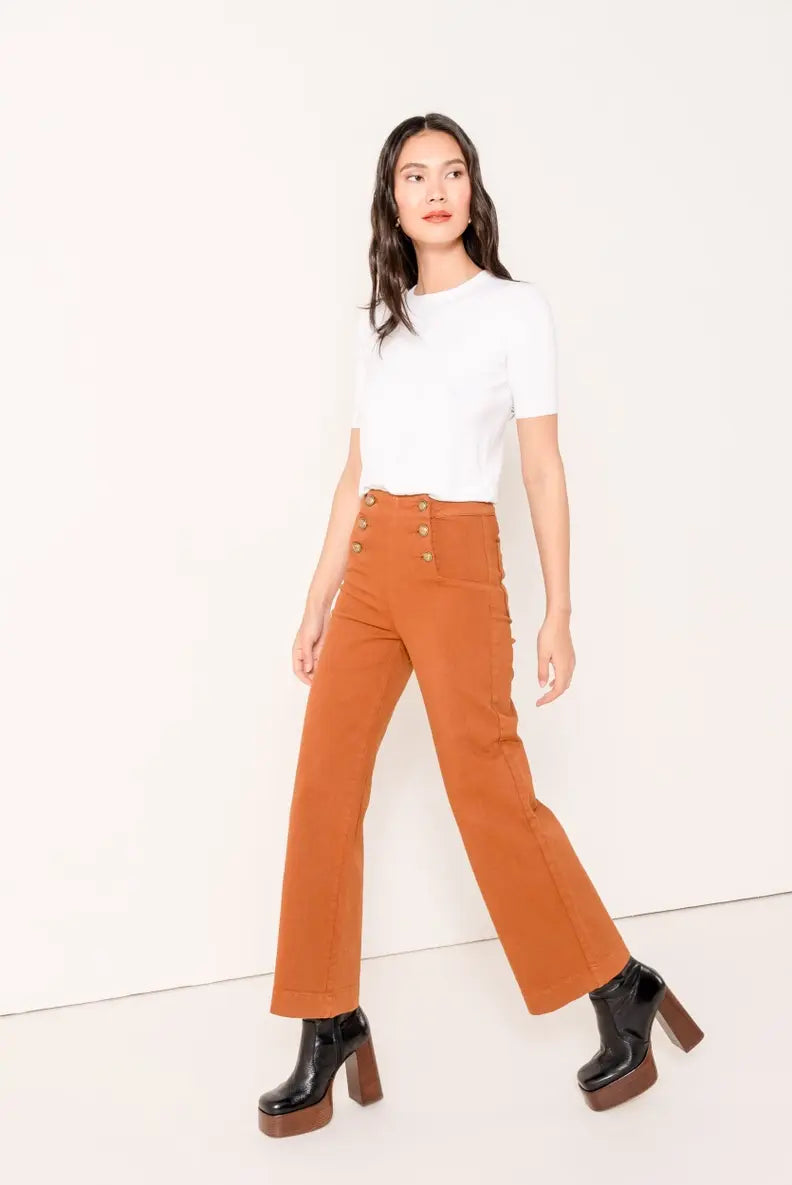 DOUBLE BUTTON ANKLE FLARE JEAN