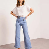 DOUBLE BUTTON ANKLE FLARE JEAN