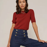 DOUBLE BUTTON ANKLE FLARE JEAN