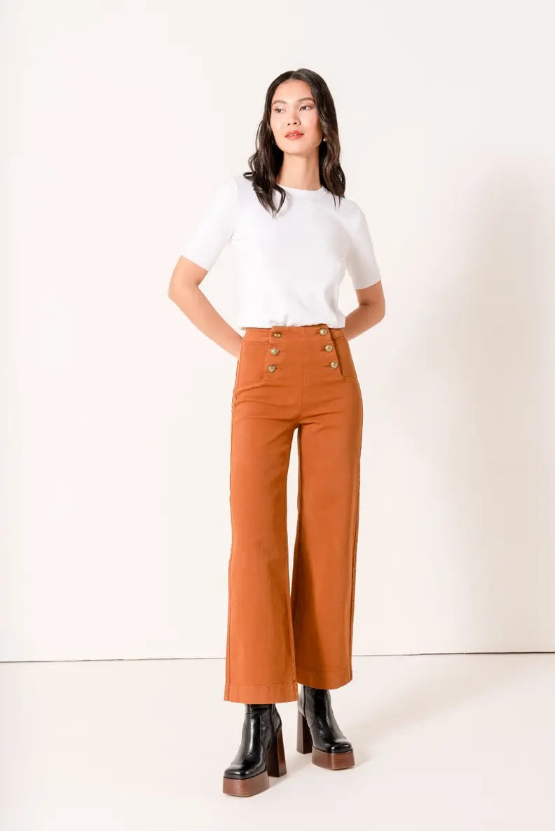 DOUBLE BUTTON ANKLE FLARE JEAN