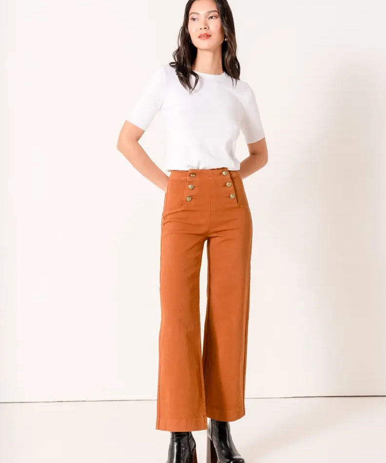 DOUBLE BUTTON ANKLE FLARE JEAN