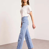 DOUBLE BUTTON ANKLE FLARE JEAN