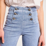 DOUBLE BUTTON ANKLE FLARE JEAN