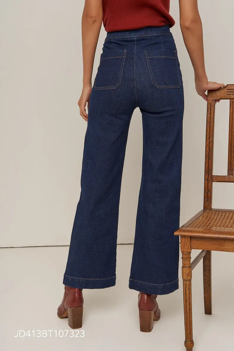 DOUBLE BUTTON ANKLE FLARE JEAN