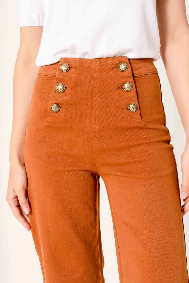 DOUBLE BUTTON ANKLE FLARE JEAN