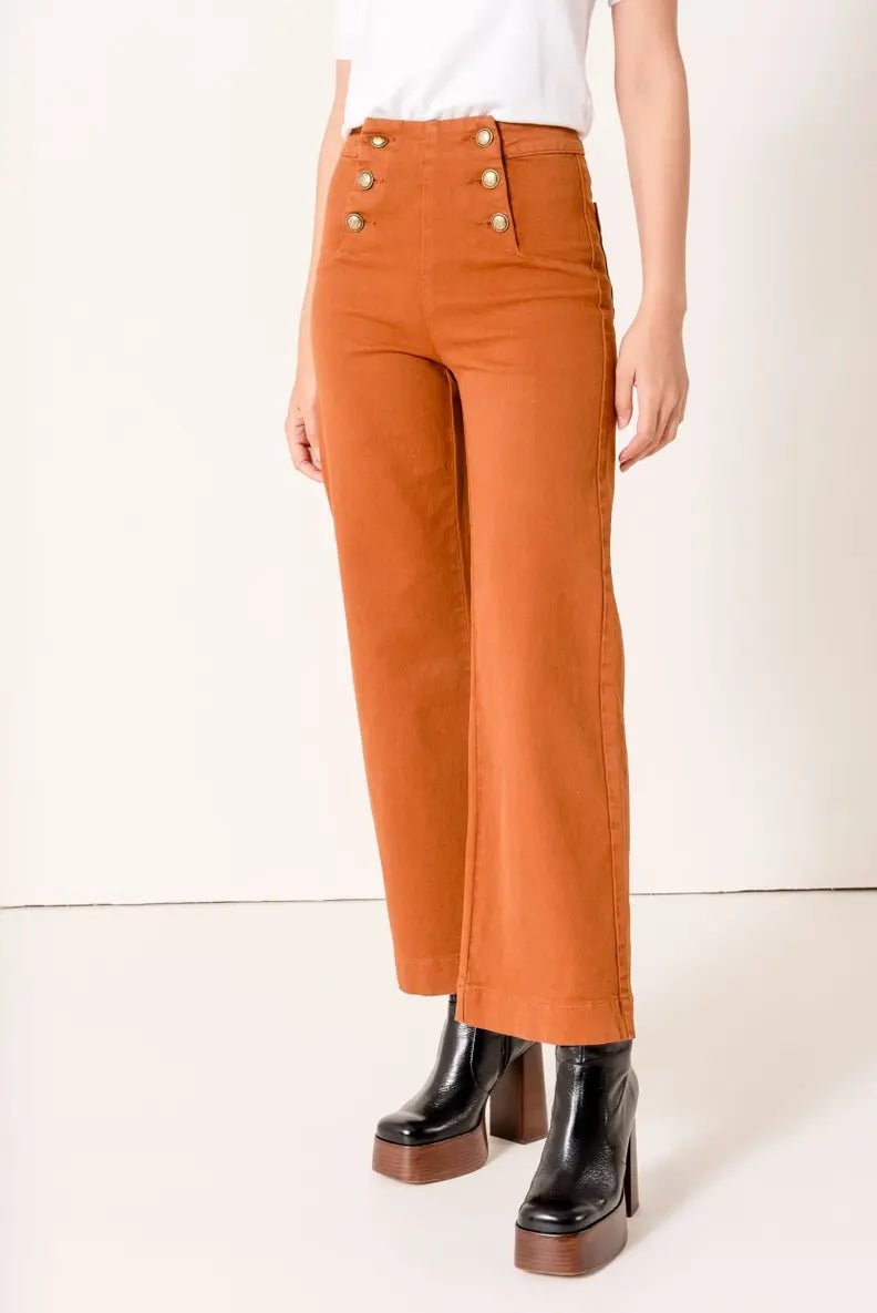 DOUBLE BUTTON ANKLE FLARE JEAN