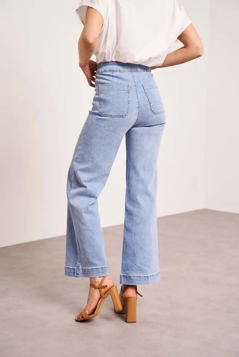 DOUBLE BUTTON ANKLE FLARE JEAN