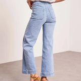 DOUBLE BUTTON ANKLE FLARE JEAN