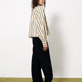FALL STRIPE BUTTON UP BLOUSE