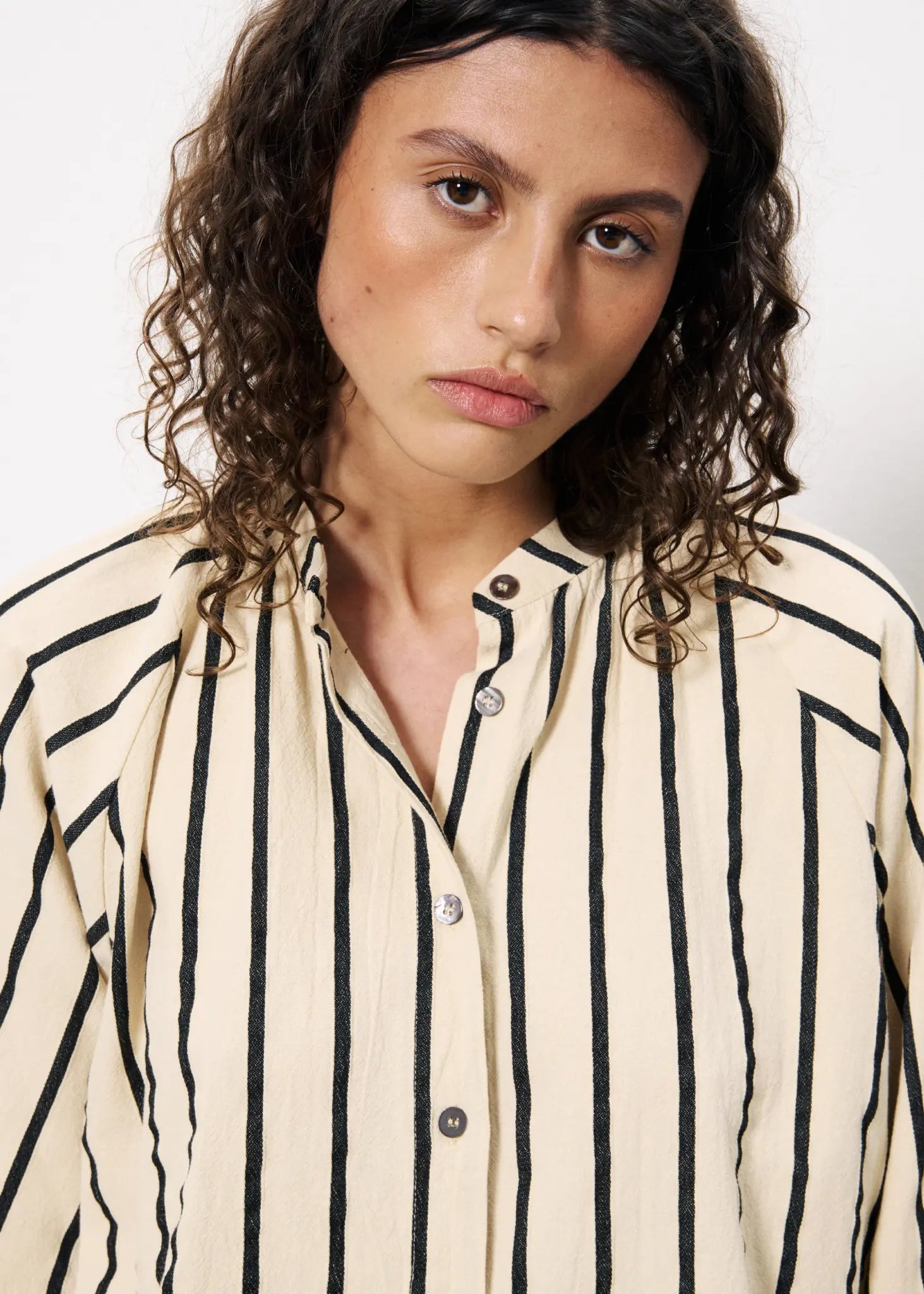 FALL STRIPE BUTTON UP BLOUSE