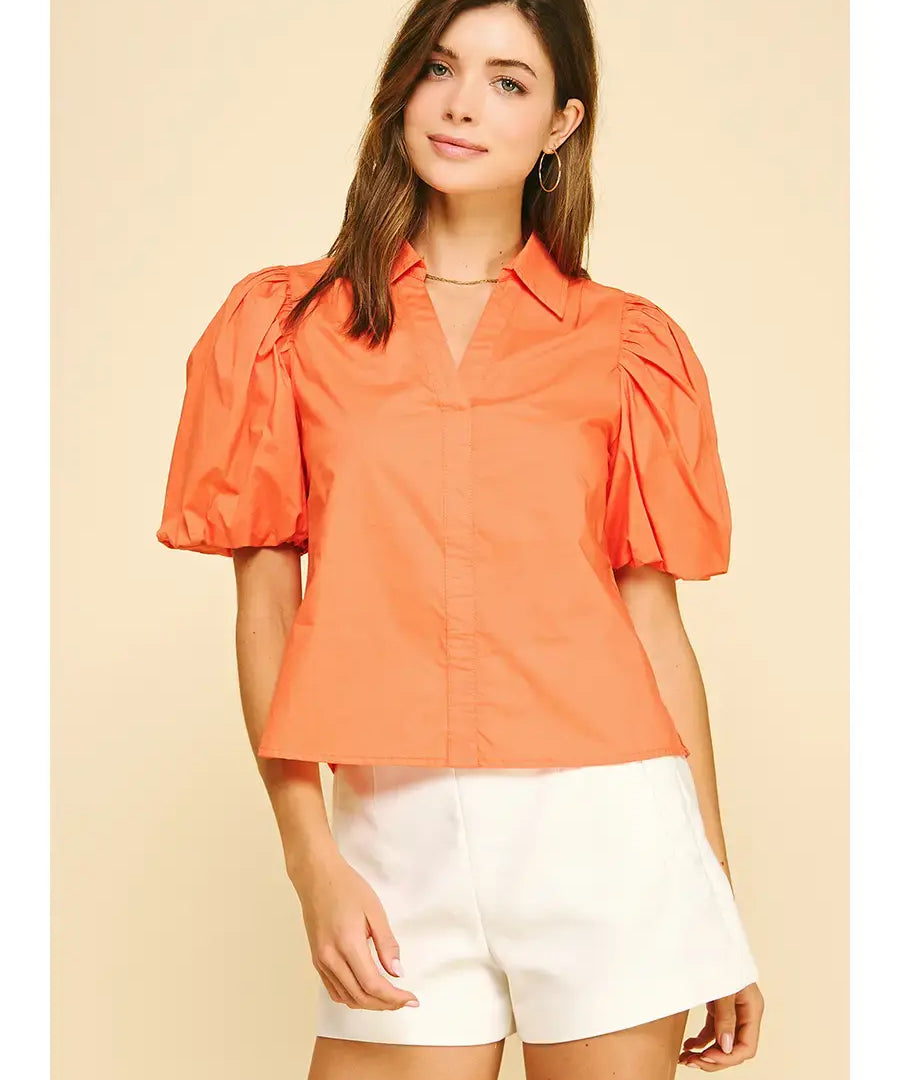 BUBBLE SLEEVE BLOUSE